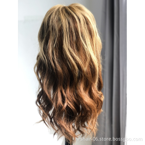 human hair wig lace front glueless wigs transparent 4*4 closure highlight ombre color lace wig vendors